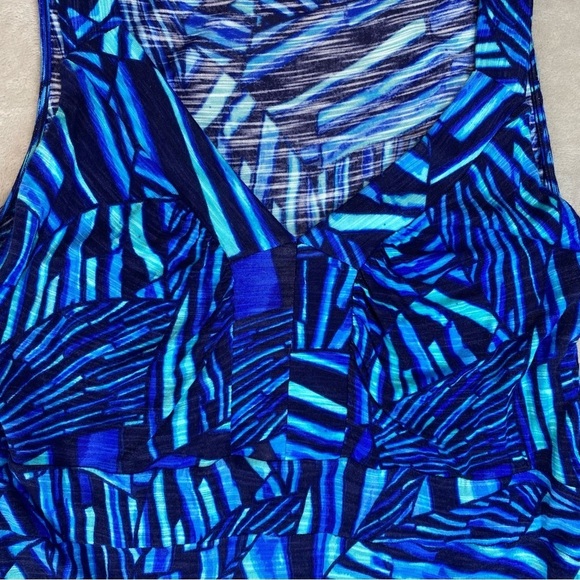 Rafaella Woman’s XL Maxi Dress Blue, Green & Black Tropical Print High Low - Picture 7 of 9